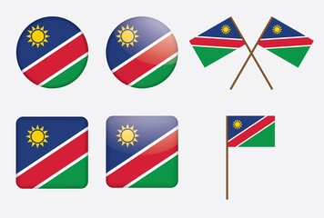 set of badges with flag of Namibia vector illustration