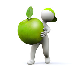 3D Man with green apple