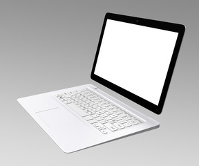 ultra slim laptop computer in silver color