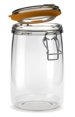 Bocal hermétique en verre sur fond blanc 2