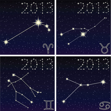 the constellation Aries, Taurus, Gemini, Cancer, 2013