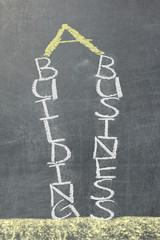 Building a business written on a chalkboard