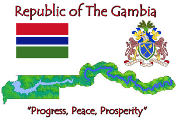 The Gambia Africa national emblem map symbol motto