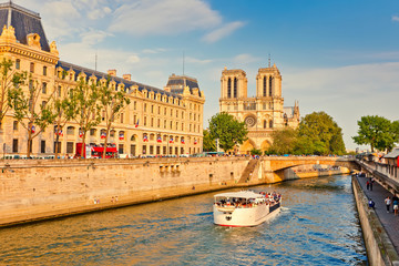 Seine river and Notre Dame cathedral