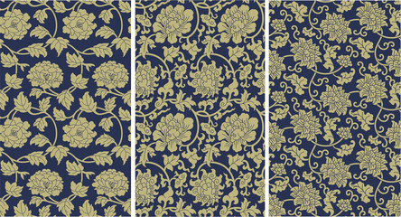 Antique Chinese floral seamless patterns