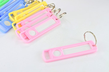Colorful key chain with space for text isolated