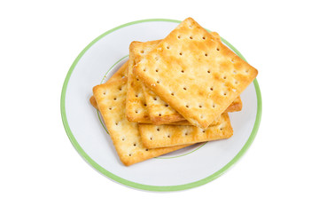 Pile Of Crackers On Plate.