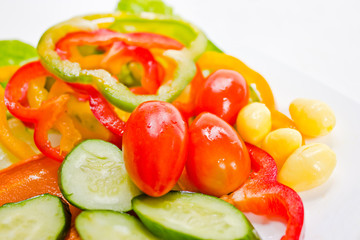 Fresh and tasty salad close-up.