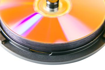 Box with dvd disks , isolated on a white background