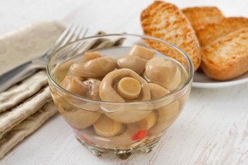 marinated mushrooms in bowl