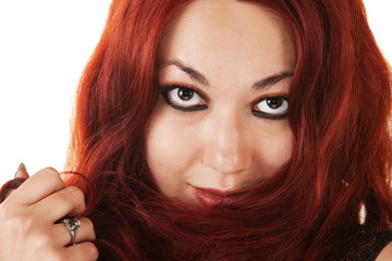 Hispanic Lady Playing with Her Hair