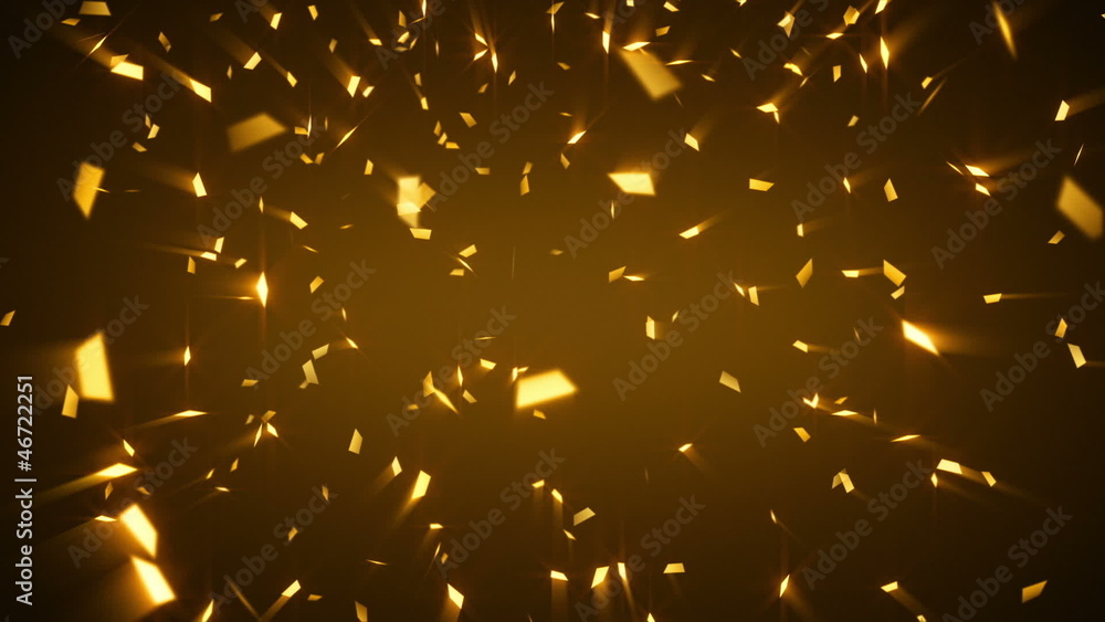 Poster gold shiny confetti background loop