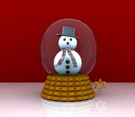 Glass ball with Snowman - 3D