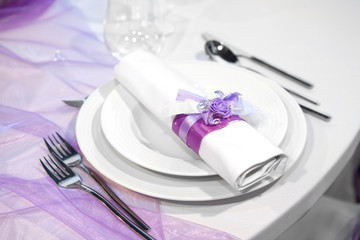 Detail of a wedding dinner setting