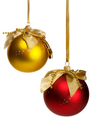 red and golden christmas  balls