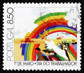 Postage stamp Portugal 1981 Workers and Rainbow