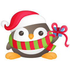 Weihnachtspinguin, Weihnachten, Geschenk, Nikolausmütze