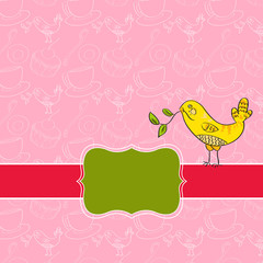 Vector greeting card with bird, place for your text
