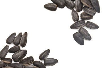black seeds on a white background. macro