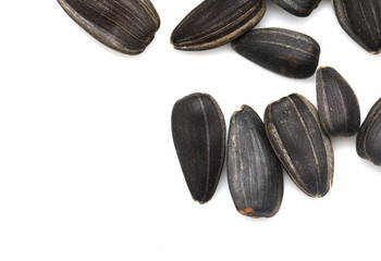 black seeds on a white background. macro