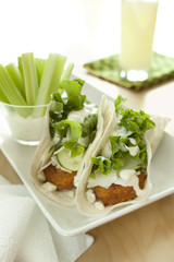 Chicken, Blue Cheese and Vegetable Wraps