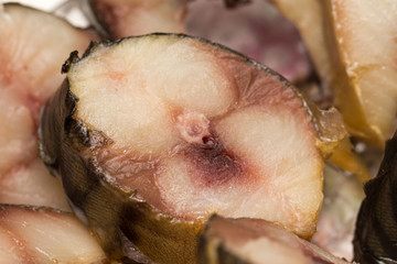 smoked mackerel. macro