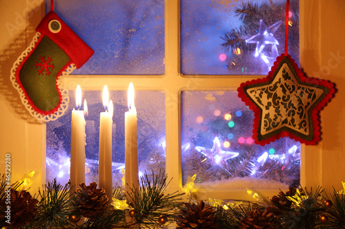 Свечи окно рождество Candles window Christmas без смс