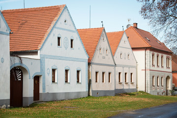 Rural decorated houses in Holasovice, Czech rep., UNESCO