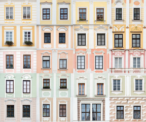 Fototapeta premium collection of windows from Telc, Czech Republic - UNESCO Site