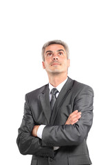 Smiling handsome businessman. Isolated over white background