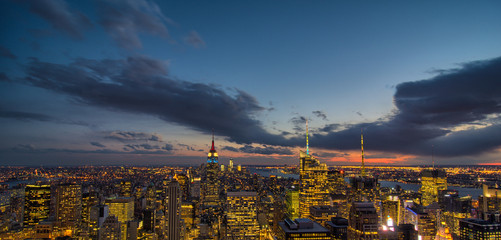 Wonderful night colors and light of Manhattan, New York City - A