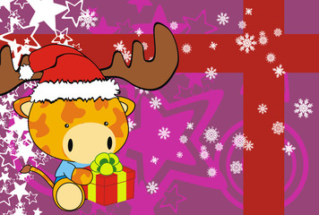 giraffe baby claus cartoon background
