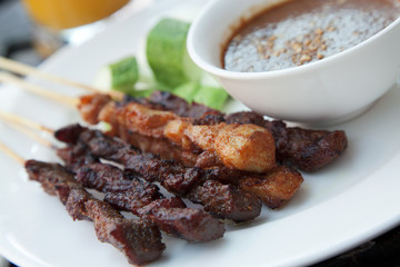 Chicken and beef skewers