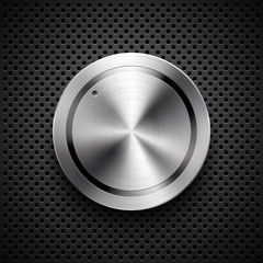 Technology music button (volume banner, knob) with metal texture