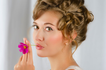 Naklejka premium beauty woman closeup portrait