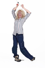 A woman being electrocuted