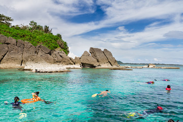 Snorkeling in open blue lagoon