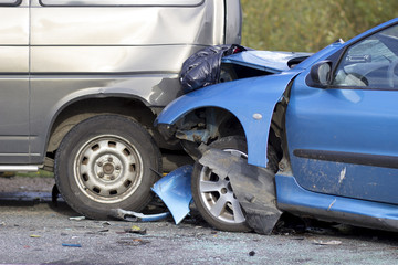 two crashed cars