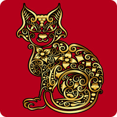 Golden cat ornament