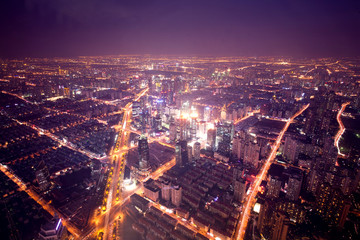 Fototapeta na wymiar Night view of Shanghai Lujiazui area