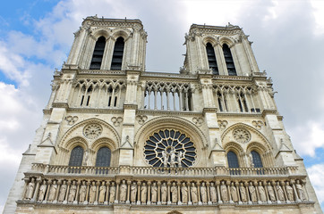 Fototapeta na wymiar Facade of Notre Dame de Paris. France
