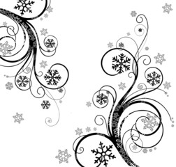 winter floral background with snowflakes