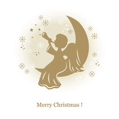 Little cute angel on a moon. Hand drawing illustration