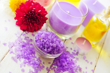 Violet sea salt for spa and candle