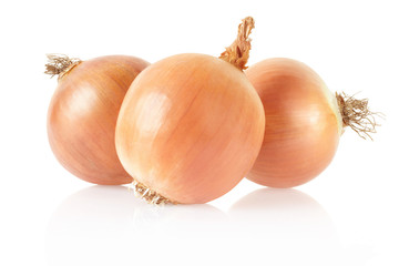 Onion bulbs on white, clipping path included