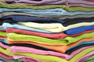 pile of colorful peignoir and t-shirt