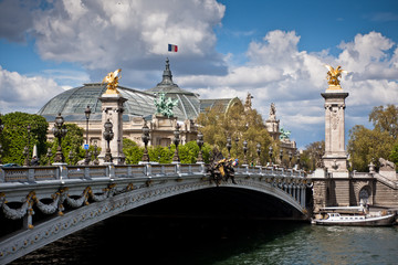 View on the Pont Alexandre III in Paris, a bridge over the Seine