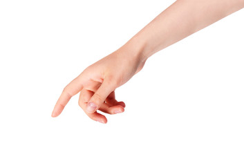 woman's finger pointing or touching