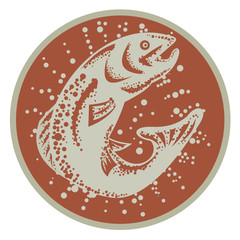 Trout Fish Jumping Retro