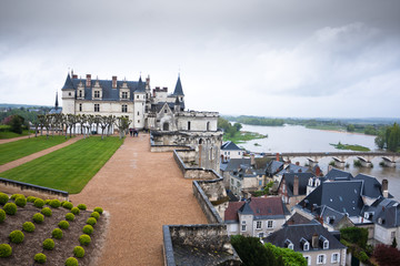 Chateau d'Amboise in the Loire Valley on a gloomy day, France